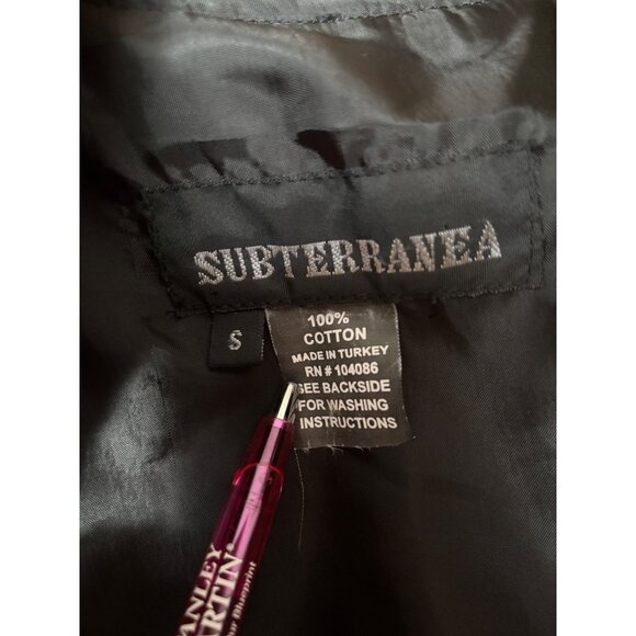 Subterranea Black Long Cotton Jacket With Silver Buttons Size S Gothic Coat - Picture 2 of 12